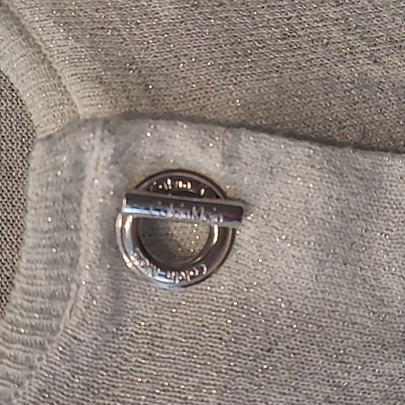 Calvin Klein silver cardigan slight crop, sparkly cover up. - Picture 3 of 11
